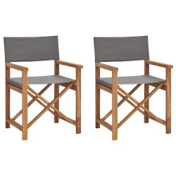 vidaXL Regiestühle 2 Stk. Klappbar Grau Massivholz Teak