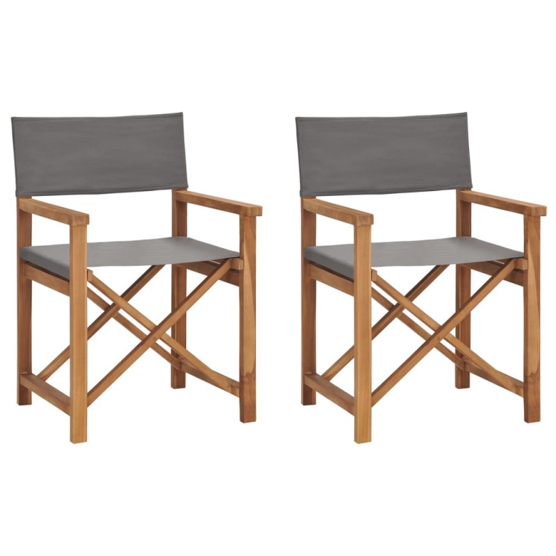 vidaXL Regiestühle 2 Stk. Klappbar Grau Massivholz Teak vidaXL Regiestühle 2 Stk. Klappbar Grau Massivholz Teak