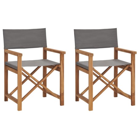 vidaXL Regiestühle 2 Stk. Klappbar Grau Massivholz Teak