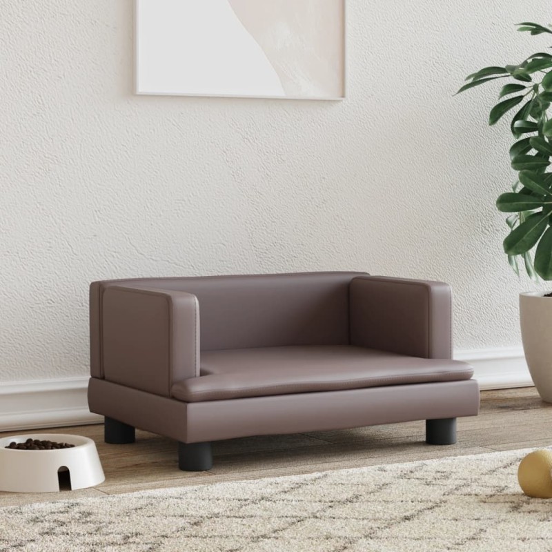 Hundebett Braun 60x40x30 cm Kunstleder Hundebett Braun 60x40x30 cm Kunstleder