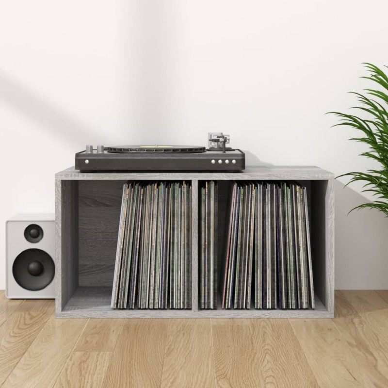 vidaXL Schallplatten-Box Grau Sonoma 71x34x36cm Holzwerkstoff vidaXL Schallplatten-Box Grau Sonoma 71x34x36cm Holzwerkstoff