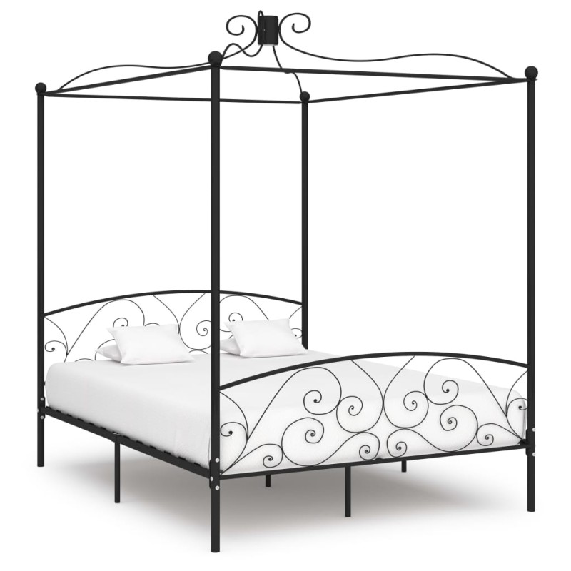 vidaXL Himmelbett-Gestell Schwarz Metall 180 x 200 cm vidaXL Himmelbett-Gestell Schwarz Metall 180 x 200 cm
