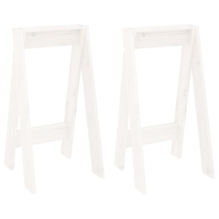 vidaXL Hocker 2 Stk. Weiß 40x40x75 cm Massivholz Kiefer