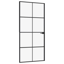 vidaXL Innentür Schwarz 93x201,5 cm Hartglas & Aluminium Schlank
