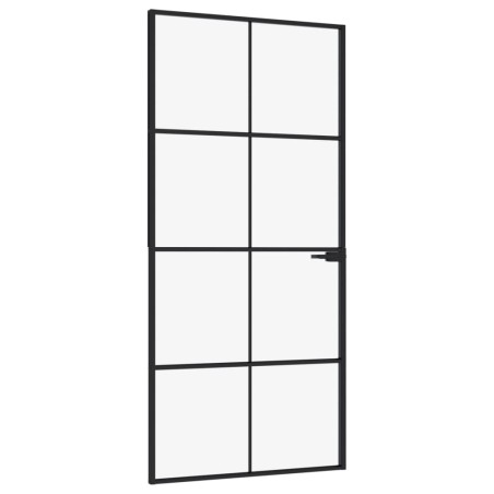 vidaXL Innentür Schwarz 93x201,5 cm Hartglas & Aluminium Schlank