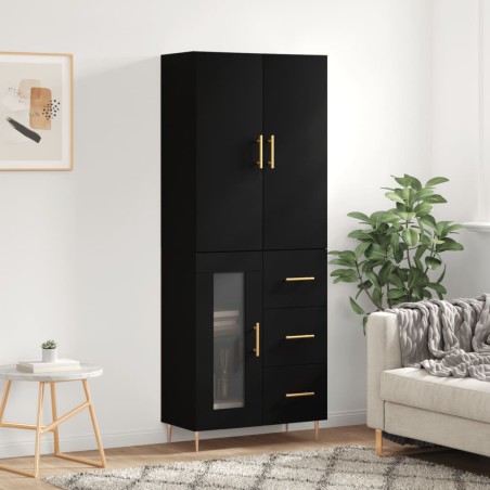 Highboard Schwarz 69,5x34x180 cm Holzwerkstoff