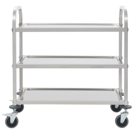 vidaXL 3-Stufiger Servierwagen 96,5 x 55 x 90 cm Edelstahl