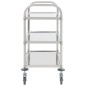 vidaXL 3-Stufiger Servierwagen 96,5 x 55 x 90 cm Edelstahl vidaXL 3-Stufiger Servierwagen 96,5 x 55 x 90 cm Edelstahl