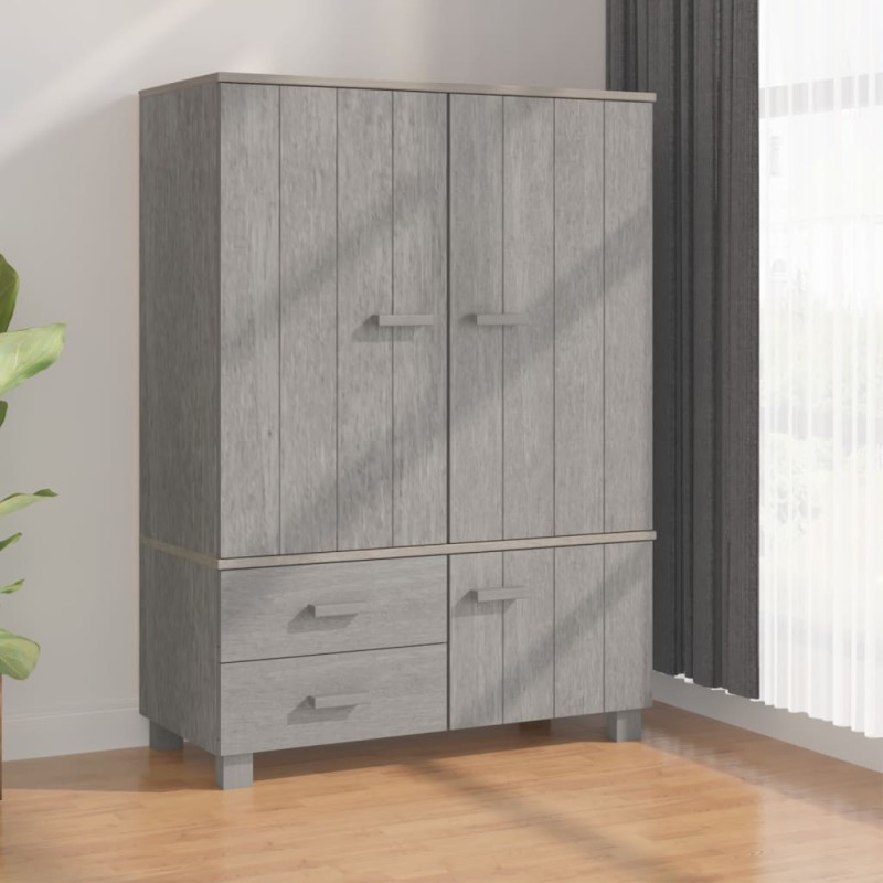 vidaXL Kleiderschrank HAMAR Hellgrau 99x45x137 cm Massivholz Kiefer vidaXL Kleiderschrank HAMAR Hellgrau 99x45x137 cm Massivholz Kiefer