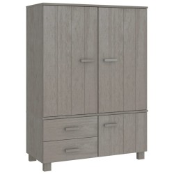 vidaXL Kleiderschrank HAMAR Hellgrau 99x45x137 cm Massivholz Kiefer