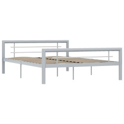 vidaXL Bettgestell Grau und Weiß Metall 120x200 cm