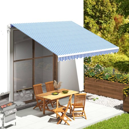 vidaXL Markisenbespannung Blau und Weiß 4x3,5 m