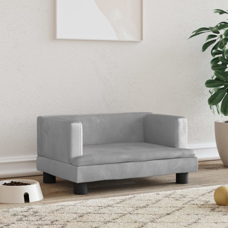 Hundebett Hellgrau 60x40x30 cm Samt Hundebett Hellgrau 60x40x30 cm Samt
