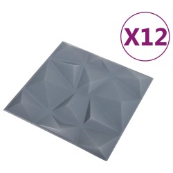 vidaXL 3D-Wandpaneele 12 Stk. 50x50 cm Diamant Grau 3 m²