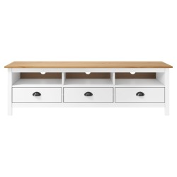 vidaXL TV-Schrank Hill Weiß 158x40x47 cm Massivholz Kiefer