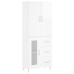 vidaXL Highboard Hochglanz-Weiß 69,5x34x180 cm Holzwerkstoff