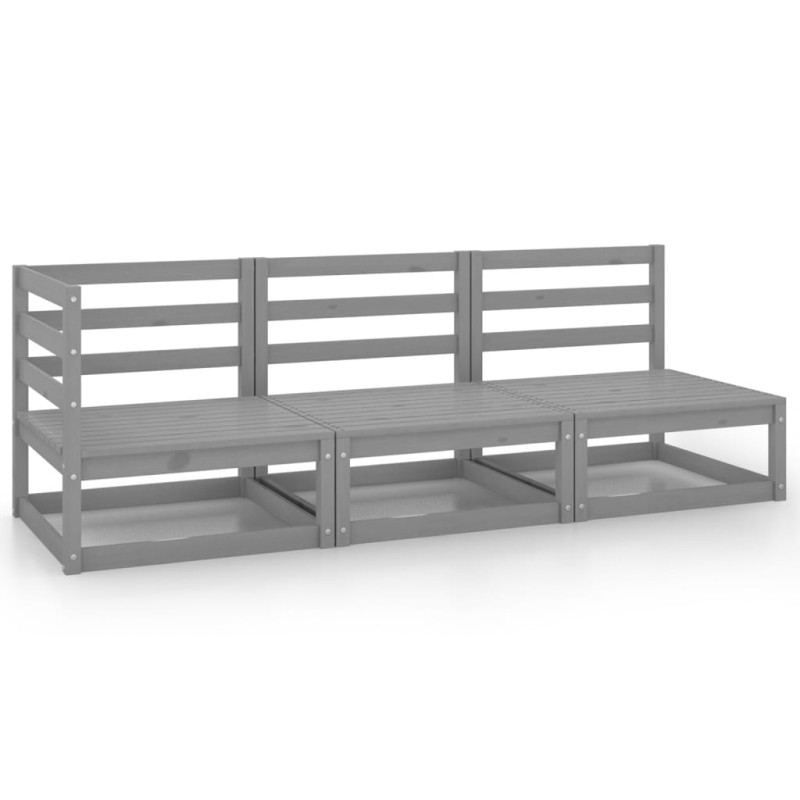 vidaXL 3-tlg. Garten-Lounge-Set Grau Kiefer Massivholz vidaXL 3-tlg. Garten-Lounge-Set Grau Kiefer Massivholz