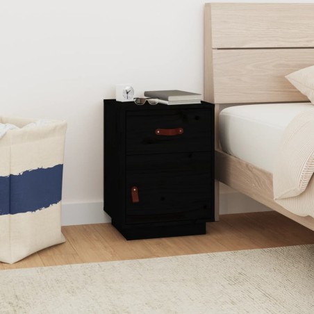 vidaXL Nachttisch Schwarz 40x34x55 cm Massivholz Kiefer