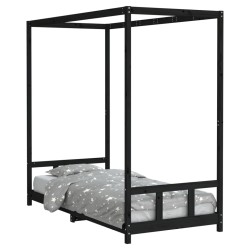 vidaXL Kinderbett Schwarz 90x200 cm Massivholz Kiefer