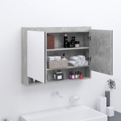 vidaXL Spiegelschrank fürs Bad 80x15x60 cm MDF Betongrau