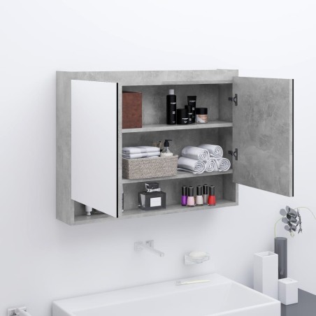 vidaXL Spiegelschrank fürs Bad 80x15x60 cm MDF Betongrau