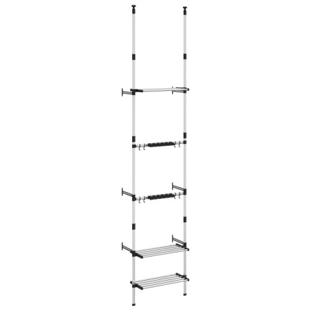 vidaXL Teleskop-Gartenregal mit 3 Ablagen Silber Aluminium