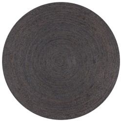  vidaXL Teppich Handgefertigt Jute Rund 120 cm Dunkelgrau