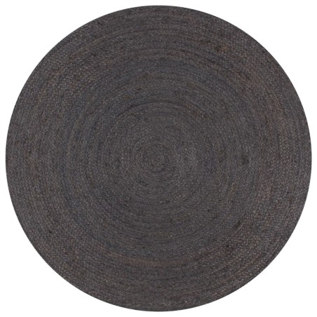  vidaXL Teppich Handgefertigt Jute Rund 120 cm Dunkelgrau