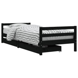 vidaXL Kinderbett mit Schubladen Schwarz 90x200 cm Massivholz Kiefer