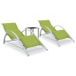 vidaXL Sonnenliegen 2 Stk. mit Tisch Aluminium Grün vidaXL Sonnenliegen 2 Stk. mit Tisch Aluminium Grün