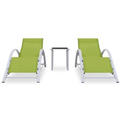 vidaXL Sonnenliegen 2 Stk. mit Tisch Aluminium Grün 