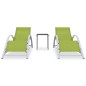 vidaXL Sonnenliegen 2 Stk. mit Tisch Aluminium Grün vidaXL Sonnenliegen 2 Stk. mit Tisch Aluminium Grün