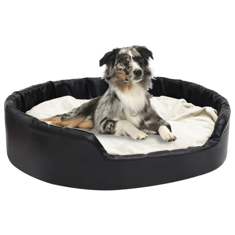 vidaXL Hundebett Schwarz-Beige 99x89x21 cm Plüsch und Kunstleder vidaXL Hundebett Schwarz-Beige 99x89x21 cm Plüsch und Kunstleder