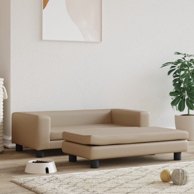 Hundebett mit Verlängerung Cappuccino 100x50x30 cm Kunstleder Hundebett mit Verlängerung Cappuccino 100x50x30 cm Kunstleder