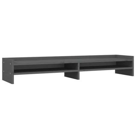 vidaXL Monitorständer Grau 100x24x16 cm Massivholz Kiefer