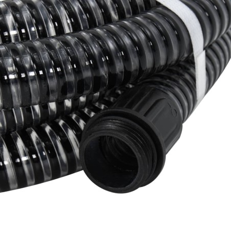 vidaXL Saugschlauch mit Messing-Anschlüssen Schwarz 1,1" 15 m PVC