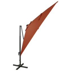 vidaXL Ampelschirm mit LED Terracotta 300 cm