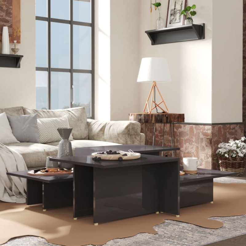 vidaXL Couchtische 2 Stk. Hochglanz-Grau 111,5x50x33 cm Holzwerkstoff vidaXL Couchtische 2 Stk. Hochglanz-Grau 111,5x50x33 cm Holzwerkstoff