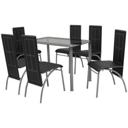 Siebenteilige Essgruppe Schwarz