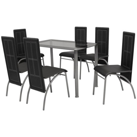 Siebenteilige Essgruppe Schwarz