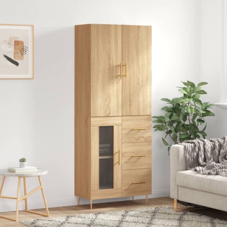 Highboard Sonoma-Eiche 69,5x34x180 cm Holzwerkstoff