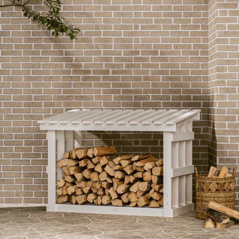 vidaXL Kaminholzregal Weiß 108x64,5x77 cm Massivholz Kiefer vidaXL Kaminholzregal Weiß 108x64,5x77 cm Massivholz Kiefer