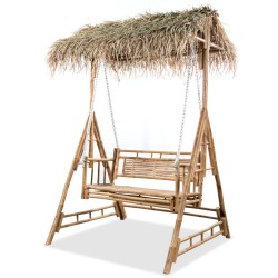 vidaXL 2-Sitzer-Schaukelbank mit Palmblättern Bambus 202 cm 