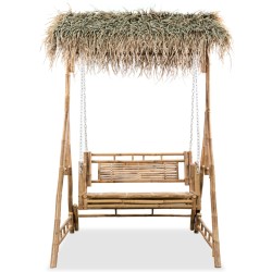 vidaXL 2-Sitzer-Schaukelbank mit Palmblättern Bambus 202 cm 