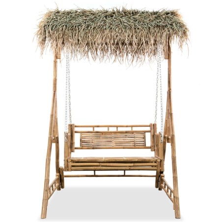 vidaXL 2-Sitzer-Schaukelbank mit Palmblättern Bambus 202 cm 