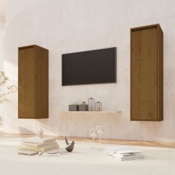 vidaXL Wandschränke 2 Stk. Honigbraun 30x30x100 cm Massivholz Kiefer