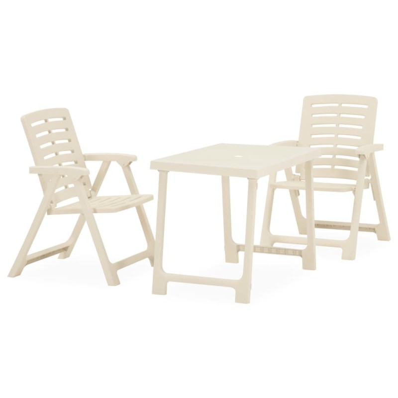 vidaXL 3-tlg. Bistro-Set Klappbar Kunststoff Weiß vidaXL 3-tlg. Bistro-Set Klappbar Kunststoff Weiß