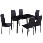 7tlg. Esstisch Set Schwarz 7tlg. Esstisch Set Schwarz