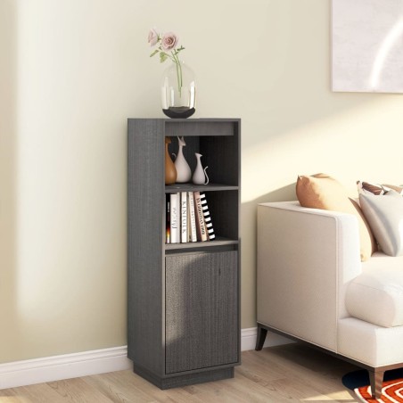 vidaXL Highboard Grau 37x34x110 cm Massivholz Kiefer
