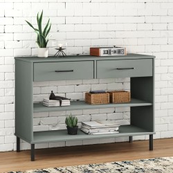 vidaXL Konsolenschrank OSLO mit Metallbeinen Grau Massivholz Kiefer
